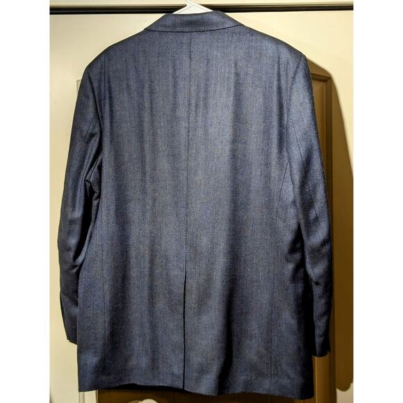 Zino Made in Italy Regent Blue Silk/Wool Two Button Men's Blazer Size 44R - Picture 2 of 8